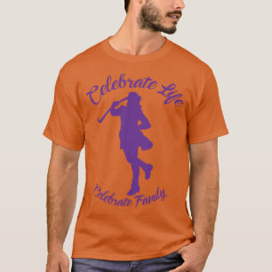 Reunion T-Shirt Oranje met Paars Silhouette
