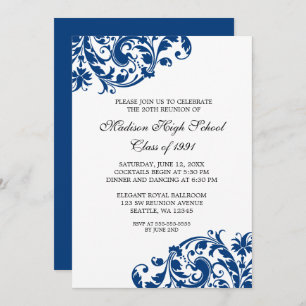 Reunion van de klasse Navy Blue en Black Flourish Kaart
