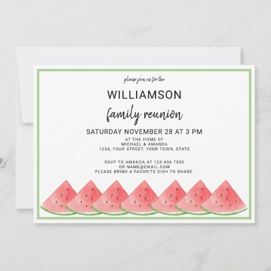 Reunion van de watermeloenzomerfamilie kaart (Voorkant)