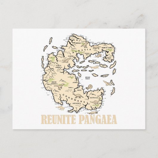 Reunite Pangaea Wereldkaart Geschiedenis Funny Geo Briefkaart (Voorkant)