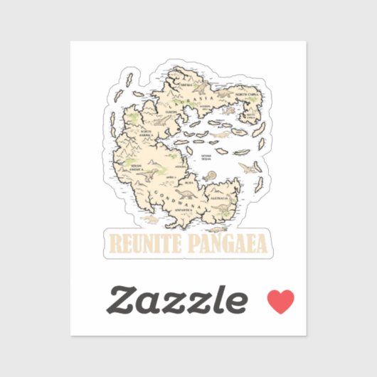 Reunite Pangaea Wereldkaart Geschiedenis Funny Geo Sticker (Vel)