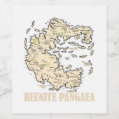 Reunite Pangaea Wereldkaart Geschiedenis Funny Geo Wijn Etiket (Enkel label)