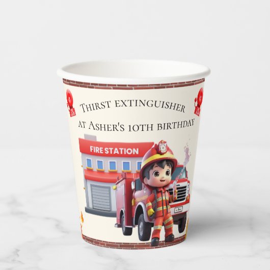 Reusable & Personalized Firefighter Eco-Friendly Papieren Bekers (Voorkant)