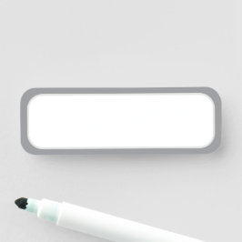 Reusable White Name Tag Gray Border