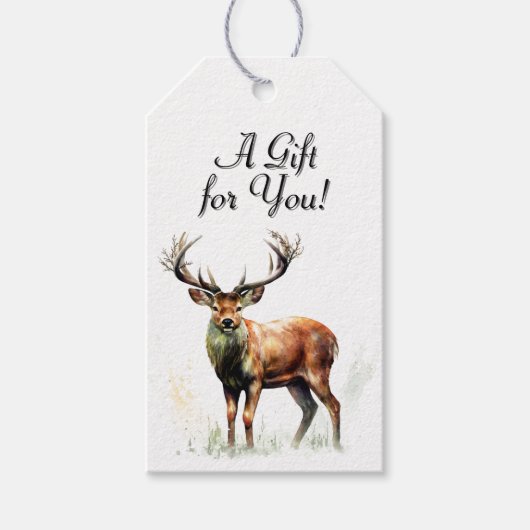 reusachtig hert in een rack cadeaulabel (Voorkant)
