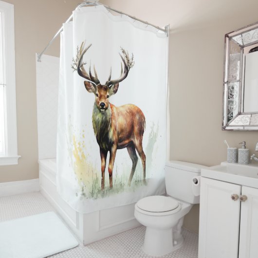 reusachtig hert in een rack douchegordijn (In situ)