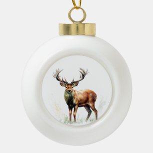reusachtig hert in een rack keramische bal ornament