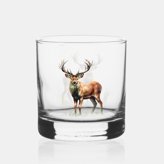 reusachtig hert in een rack whisky glas (Achterkant)