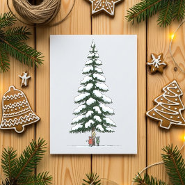Reusachtige besneeuwde boom Mooie kerstkaart Kunst