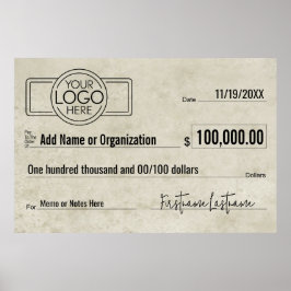 Reusachtige blanco cheque voor sweepstakes, prijze poster