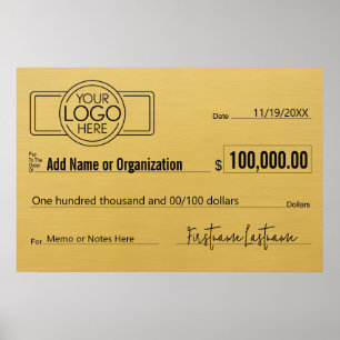 Reusachtige blanco cheque voor sweepstakes, prijze poster