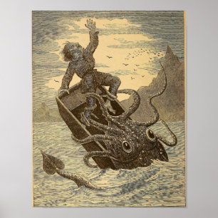 Reusachtige inktvis uit 1879 poster