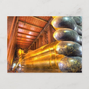 Reusachtige liggende Boeddha in de tempel, Wat Pho Briefkaart