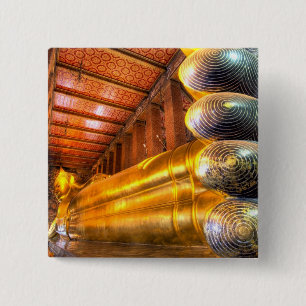 Reusachtige liggende Boeddha in de tempel, Wat Pho Vierkante Button 5,1 Cm