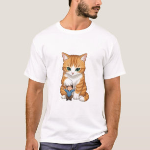 Reusachtige Oranje Tabbykat Zachtjes Aaiend over K T-shirt