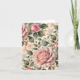 Reusachtige Roze Roos en Knoppen Botanisch Kaart