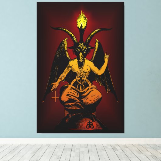 REUSACHTIGE Satanische Geit 40 "x60"canvas op dik  Canvas Afdruk (Insitu (Houten vloer))