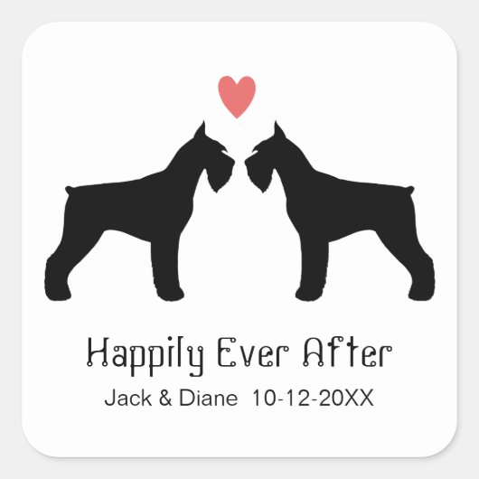 Reusachtige Schnauzer Silhouetten met aangepaste t Vierkante Sticker (Voorkant)
