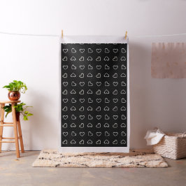Reusachtige Zilveren Hartpatroon Zwarte Kleur Stof