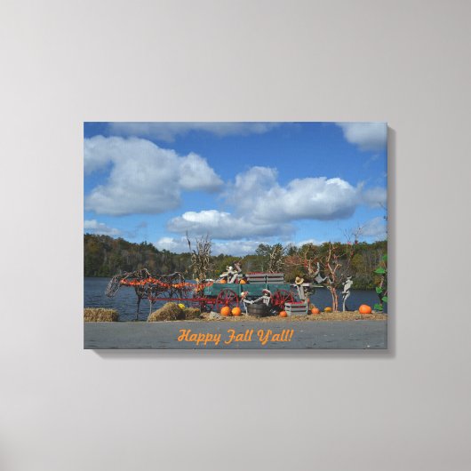 Reuselijke herfstweergave | Happy Herfst Ya'll Quo Canvas Afdruk (Voorkant)