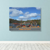 Reuselijke herfstweergave | Happy Herfst Ya'll Quo Canvas Afdruk (Insitu (Houten vloer))