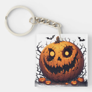 Reuselijke Jack O Lantern Met Siniere Halloween Gl Sleutelhanger
