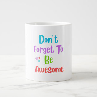 Reuselijke koffiemok met kleurrijke quote grote koffiekop