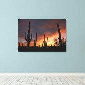reusencactussen, Carnegiea gigantea, na Canvas Afdruk (Insitu (Houten vloer))