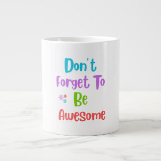 Reusige koffiemok met kleurrijke quote grote koffiekop