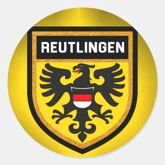 Reutlingen Flag Ronde Sticker (Voorkant)