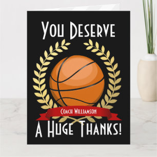 Reuze Basketbal Coach Dank Je Zwarte Bedankkaart