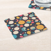 Reuze kleurrijke stippen kartonnen onderzetters (Schuin)
