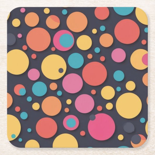 Reuze kleurrijke stippen kartonnen onderzetters (Voorkant)