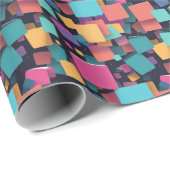 Reuze kleurrijke vierkanten cadeaupapier (Rol Hoek)