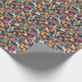 Reuze kleurrijke vierkanten cadeaupapier (Hoek)