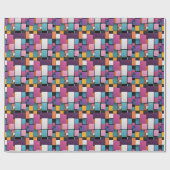 Reuze kleurrijke vierkanten cadeaupapier (Vlak)