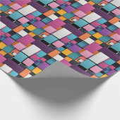 Reuze kleurrijke vierkanten cadeaupapier (Hoek)