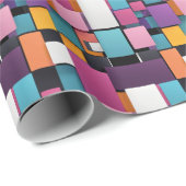 Reuze kleurrijke vierkanten cadeaupapier (Rol Hoek)