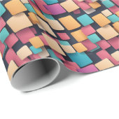 Reuze kleurrijke vierkanten cadeaupapier (Rol Hoek)