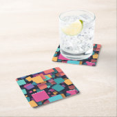Reuze kleurrijke vierkanten kartonnen onderzetters (Insitu)