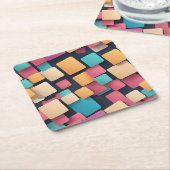 Reuze kleurrijke vierkanten kartonnen onderzetters (Schuin)