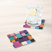 Reuze kleurrijke vierkanten kartonnen onderzetters (Insitu)