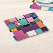Reuze kleurrijke vierkanten kartonnen onderzetters (Schuin)