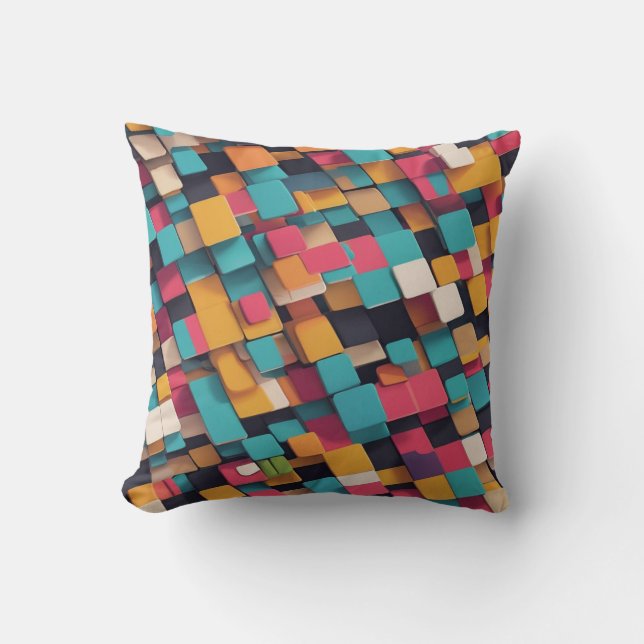 Reuze kleurrijke vierkanten kussen (Voorkant)