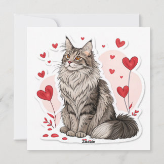 Reuze Maine Coon Valentijnsdag Kaarten