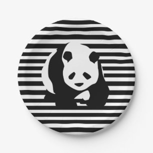 Reuze Panda en Strepen Papieren Bordje