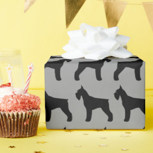 Reuze Schnauzer silhouetteert Patroon Cadeaupapier
