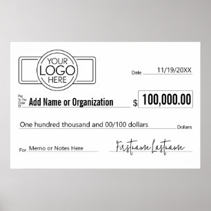 Reuzegirocheque voor sweepstakes, prijzen, goed do poster