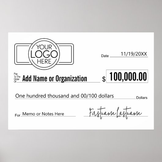 Reuzegirocheque voor sweepstakes, prijzen, goed do poster (Voorkant)