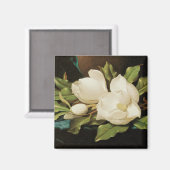 Reuzemagnolia's op een blauwe fluwelen doek door M Magneet (Voorkant / Achterkant)